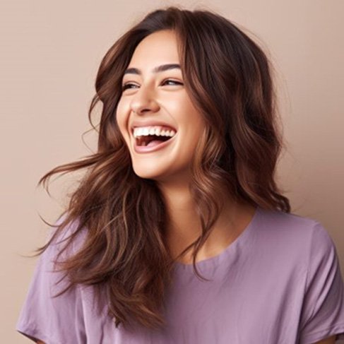 Portrait of laughing young woman with lovely teeth